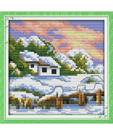 Cross Stitch Kits Stamped  OWN4B The Four Seasons Scenery Printed Pattern 11CT 7.9x7.9 inch DIY Embroidery Kit (Winter)