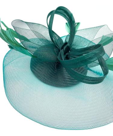 Ladies Dark Green Feather Fascinator Clip/Headband Weddings Races Royal Ascot Hair Piece - Buy Online on GoSupps.com