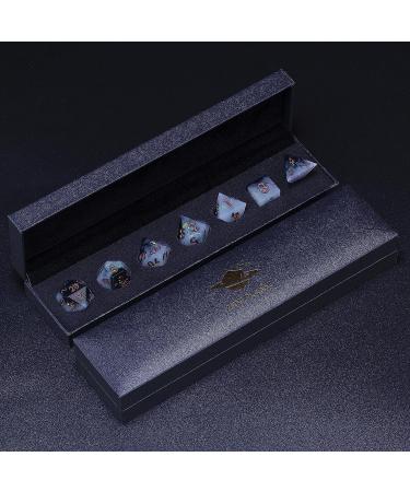 Mini Planet Handmade Sharp Edged DND Dice Set for TTRPG D&D - Polyhedral Dice Critical Role Goblin Glitter RPG Resin Hoard Dark Knight - Buy Online on GoSupps.com