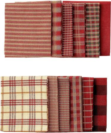 Dunroven House Homespun 12-Piece Fat Quarters - Red (18x21-Inch) - Premium Fabric Bundle - Buy Online on GoSupps.com