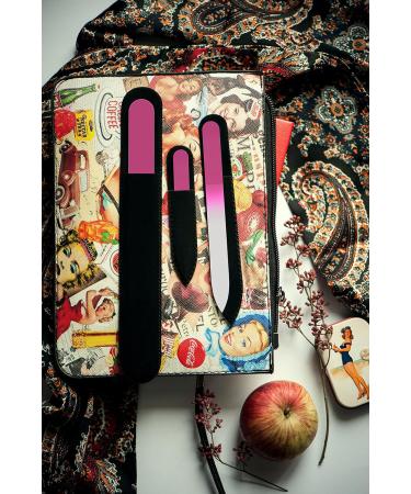 Mont Bleu Gift Set of 3 Pink Crystal Nail Files in Black Pouch - Genuine Czech Tempered Glass - HandMade in Czech Republic - Professional Glass Nail File for Women Magenta Pink - Buy Online on GoSupps.com