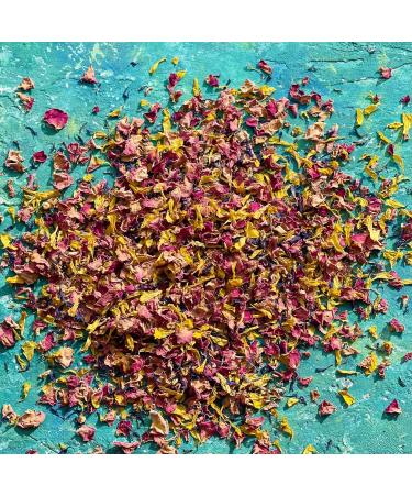 Edible 'Pixie Blush' Yellow Marigold Pink Rose with Blue Cornflower Dried Flower Petal Mix - 50g - Food Grade - Culinary - Cake - Bake - Decoration (312) - Buy Online on GoSupps.com