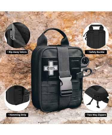 RHINO RESCUE Small First Aid Kit with Survival Tool - Perfect for Car Camping Hiking & Emergency Situations - Black - Buy Online on GoSupps.com