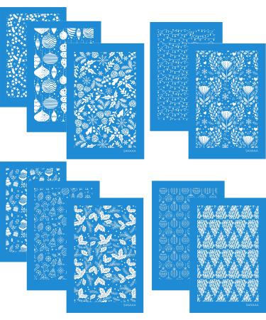SANAAA Silk Screen Stencils for Polymer Clay  10 Pieces of Silk Screen for Earrings Making Stencils Transfer DIY Crafts Printing SET ONE