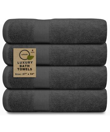 Softolle 100% Cotton Luxury Bath Towels - 600 GSM Cotton Towels for Bathroom - Set of 4 Bath Towel - Eco-Friendly, Super Soft, Highly Absorbent Bath Towel - Oeko-Tex Certified - 27 x 54 inches Grey