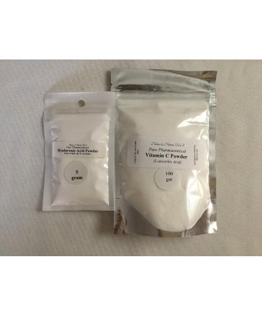 Buy Pure Hyaluronic Acid Powder (5g) & Vitamin C Powder (100g) - Boost Skin Elasticity & Protect from Oxidative Damage | International Shipping Available - Buy Online on GoSupps.com