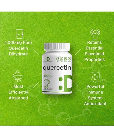 Quercetin 1000mg Per Serving (2 Pack) | 300 Capsules High Bioavailable Flavonoids Third Party Tested Supports Healthy Immune System Non-GMO No Gluten 150 Count (Pack of 2) - Buy Online on GoSupps.com