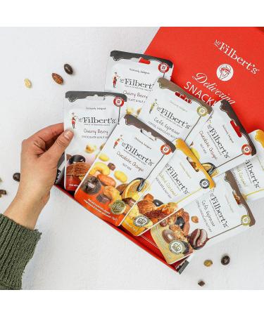 Mr. Filbert's Pure Indulgence Box A Selection of Artisan Gourmet Chocolate Snacks Pack of Assorted Sweet Treat Nuts Suitable for Vegetarian & Gluten-Free Diet Ideal for Gifting 8 Packs 75g - Buy Online on GoSupps.com
