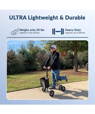 KneeRover Ultra Knee Walker - Lightweight Steerable Knee Scooter with Basket | Platinum Gray - Buy Online on GoSupps.com