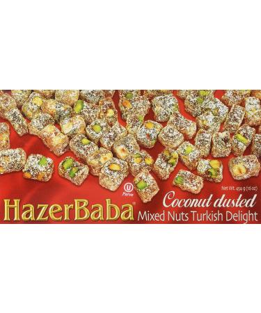 Mixed Turkish Delight w/ Nuts and Coconut (Pistachio, Almond & Hazelnut),16 Oz