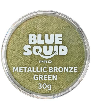 Blue Squid PRO Face Paint - Metallic Bronze Green (30gm) Professional Water Based Single Cake Face & Body Paint Makeup Supplies for Adults Kids Halloween Facepaint SFX Water Activated Face Painting