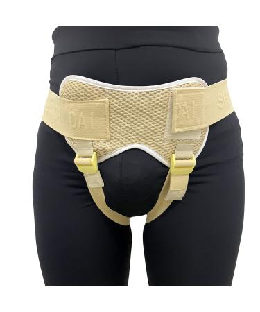 Inguinal Hernia Belt Truss Brace for Men & Elderly - Waist Brace Support for Pain Relieve with 4 Removable Compression Pads (S)