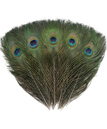 12 PCS Real Natural Peacock Eye Feathers 10-12 inch for DIY Craft, Wedding  and Holiday Decorations