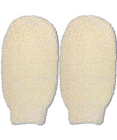 2 PACK Natural Exfoliating Pile Fabrics Glove Mitt Mitten - Bath Sponge Scrubber Remove Dead Skin - Deep Clean & Invigorate Your Skin - Machine Wash and Dry - Double Sided Available