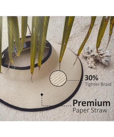 Joywant UPF50+ Wide Brim Visor Hat for Women - Amia Beige | Straw Beach Sun Hat with UV Protection - Buy Online on GoSupps.com