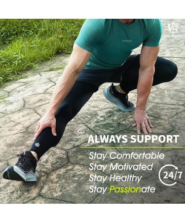 Vital Salveo Compression Sports Full Leg Sleeve - Thigh & Calf Support for Basketball (2-Pack) - Black Medium - International Shipping Available - Buy Online on GoSupps.com