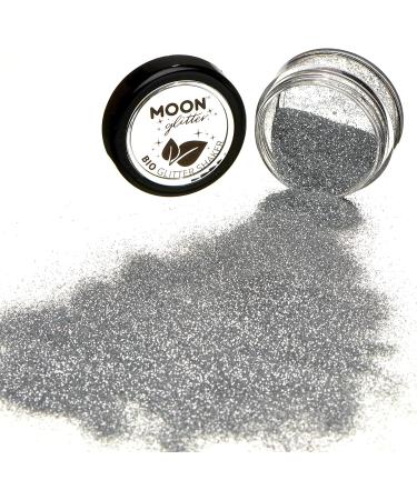 Biodegradable Silver Eco Glitter Shaker by Moon Glitter - 5g | Cosmetic Bio Festival Makeup for Face, Body, Nails, Hair & Lips - Buy Online on GoSupps.com