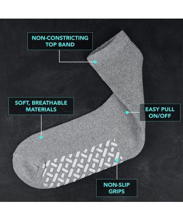 Debra Weitzner Non-Slip Diabetic Crew Socks 3-Pack - Loose Fit for Men & Women - Crew Grey with Grips (Size 13-15) - Buy Online on GoSupps.com