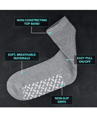 Debra Weitzner 6Pk Non-Binding Diabetic Socks - Crew Ankle 13-15 Grey With Grips - Buy Online on GoSupps.com