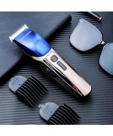 BarberBoss Hair Clippers Men Beard Trimmer - 4 Speed Settings Ceramic Blade 8 Comb Attachments LED Display USB Charge Waterproof Hair Grooming Kit QR-2083 - Buy Online on GoSupps.com