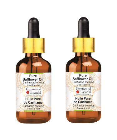 Greenwood essential natural color thistle oil (Carthamus tinctorius) with glass dripper natural therapeutic quality cold -pressed (pack of Two) 100ml x 2 (6.76 oz)