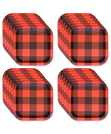 Canadian Lumberjack Plaid Paper Party Dinner Plates - 24 Plates - 23 cm Square