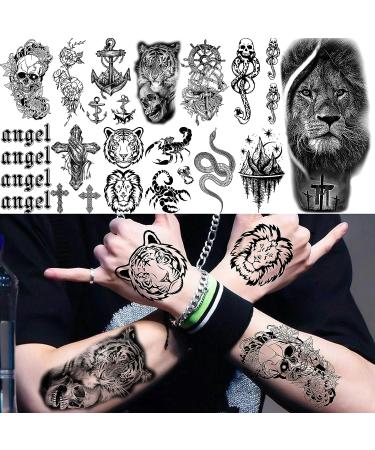 Realistic Black Animals Temporary Tattoos | 22 Sheets | Half Arm Sleeve | 3D Tribal Designs | Halloween Fake Tattoo Stickers - Buy Online on GoSupps.com