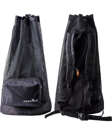 XL Athletico Scuba Diving Bag - Mesh Travel Backpack for Gear & Equipment - Dry Bag for Mask, Fins, Snorkel - Black - Buy Online on GoSupps.com