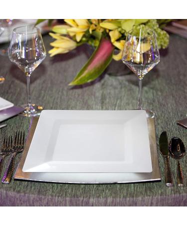 Oasis Creations White Square Plates Set 10 - 50 Count - Premium Hard White Disposable Plastic Plates - 10-Inch - Reusable & Disposable - Perfect for Salads, Appetizers, Dinners, Parties - Buy Online on GoSupps.com