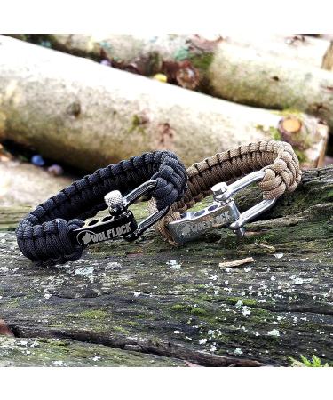 Wolflock Premium Black Paracord Bracelet for Men Hand-Braided with Stainless Steel Clasp | International Shipping - Buy Online on GoSupps.com