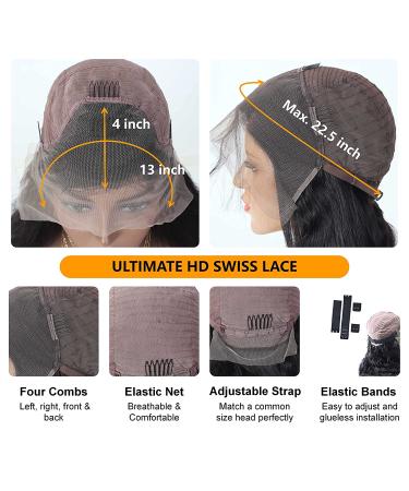 Mesariel 22 Inch Body Wave 13x4 Lace Front Human Hair Wig | HD Lace Pre Plucked with Baby Hair | 150% Density Brazilian Wigs for Black Women - Buy Online on GoSupps.com