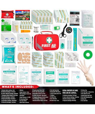 General Medi 2-in-1 First Aid Set - 215-Piece Premium Kit & 43-Piece Mini Set for Home Car Travel Sports & Camping - Perfect Emergency Supplies (Red) - Buy Online on GoSupps.com