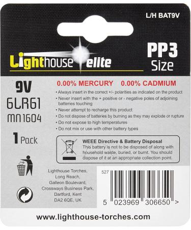 Buy LightHouse Torches L/HBAT9V PP3 Alkaline Battery 9V High Performance & Long Lasting | International Shipping Available - Buy Online on GoSupps.com