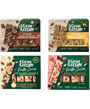 Trial pack Gran Cereale, Snack Barrette di Frutta Secca Nut bar with cereal, hazelnut and chocolate 2 x 120 g 2 x 135 g