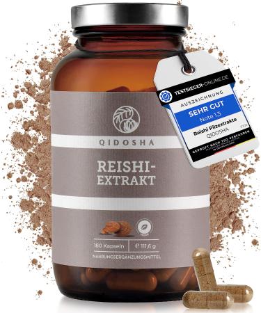 Qidosha Reishi extract capsules test winner 07/23* 15: 1 premium extract high-dosed with 500mg per capsule 180 pcs in the glass Premium Reishi Mushroom Ganoderma Lucidum Vegan Laboratory Progue (glass)