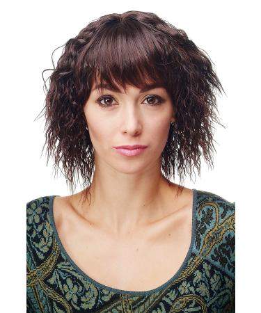 WIG ME UP - Lady's wig Latina Afro style medium length curls curly backcombed bangs black + mahogany brown 8784+1-2T33