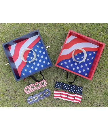Flag Series Wooden Washer Toss Game Set - Portable Outdoor Lawn Game with 8 Metal Washers - Buy Online on GoSupps.com