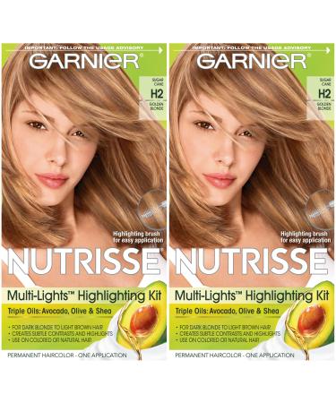 Garnier Hair Color Nutrisse Nourishing Creme H2 Golden Blonde Permanent Hair Dye 2 Count (Packaging May Vary)