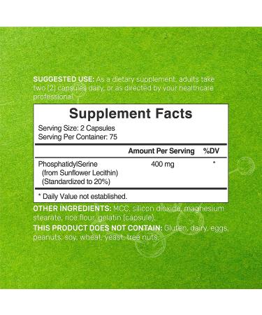 Phosphatidylserine 400mg | 150 Capsules | Soy Free | Sunflower Derived | Third Party Tested | Brain Health Nootropic - Buy Online on GoSupps.com