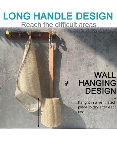 6-Piece Exfoliating Bath Brush Set with Long Wooden Handle - Natural Luffa Loofah Back Scrubber for Men & Women - XL Body Pad and Shower Sponge Included - Buy Online on GoSupps.com