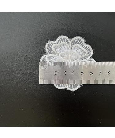 10pcs White Embroidery Flowers Sew On Patch - 3-Layer Organza Lace Applique for Wedding Dress DIY - 65MM Wide - Buy Online on GoSupps.com
