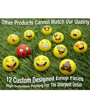 Oji-Emoji Premium Emoji Golf Balls 12-Pack Unique Professional Practice Golf Balls for Golfers Fun Golf Gifts for Men, Women, Dads, and Kids - Buy Online on GoSupps.com