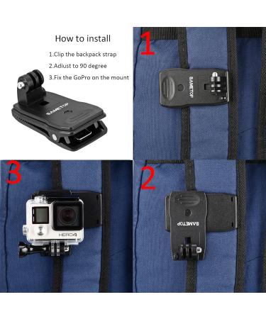 Sametop Rucksack Clip Bracket for GoPro Hero 12-1 Fusion & Max - International Shipping Available! - Buy Online on GoSupps.com