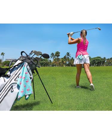 Playing It Forward Flamingo Golf Towel Set - Premium Microfiber Waffle Pattern Towels for Men & Women - Super Absorbent & Quick Dry - Aqua - Buy Online on GoSupps.com