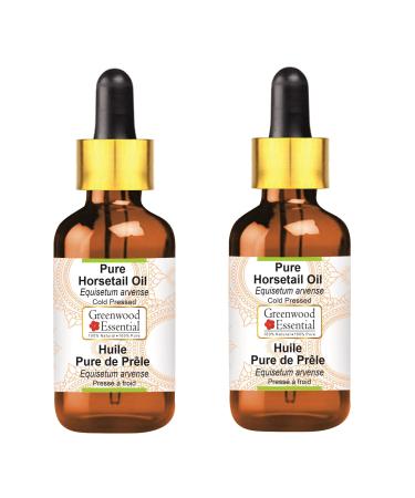 Greenwood Essential Pure Horsetail Oil (Equisetum arvense) with Glass Dropper Cold Pressed (Pack of Two) 100ml X 2 (6.76 oz)