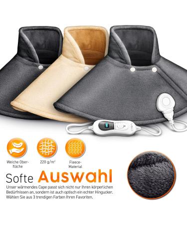 Sinn Electric Heating Pillow for Shoulder Neck & Back | 3 Temperature Levels & Auto Shut-Off | 100W Heating Cape in Anthracite - Buy Online on GoSupps.com