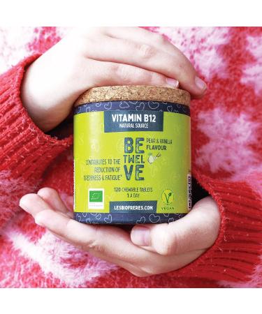 Organic Brothers Betwelve Pear Vanilla B12 - Vegan Tablets Natural Boost 120 Count Sustainable Eco-Packaging Brain & Nervous System Aid - Buy Online on GoSupps.com