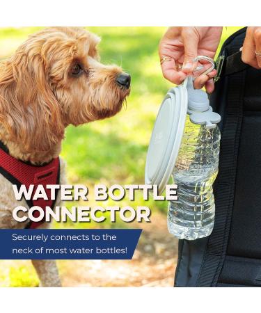 Bonza Foldable Dog Bowl 750ml - Durable Reinforced Edge with Carabiner & Water Bottle Holder | Light Gray - Ideal for Travel - Buy Online on GoSupps.com