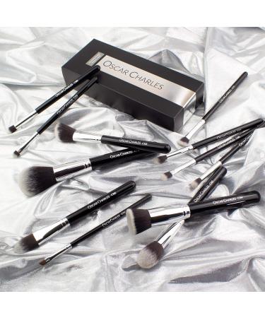 Oscar Charles 12-Piece Professional Make-Up Brush Set | Silver Face & Eye Brushes for Flawless Makeup - Buy Online on GoSupps.com
