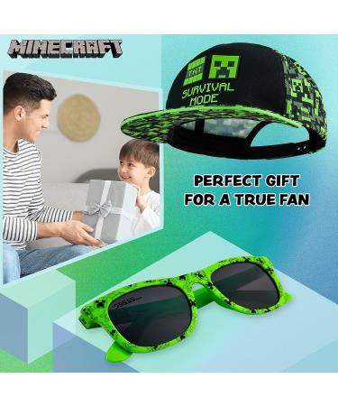 Minecraft Baseball Cap Set for Kids - 2 Snapback Caps & Sunglasses | Boys Sun Protection Black/Green Official Merchandise - Buy Online on GoSupps.com